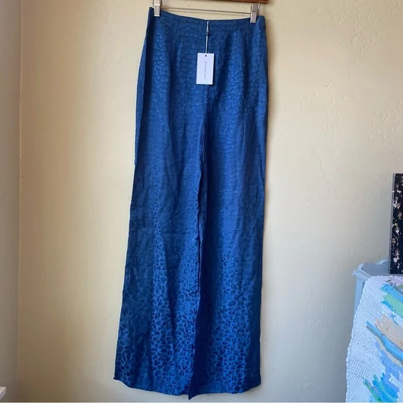 Lovers + Friends Regina Jacquard Leopard Pant in Blue NWT - Picture 4 of 14